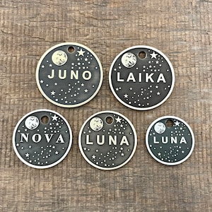 Luna Hundemarke, Haustier ID Tag, Personalisierter Hundeanhänger, Microchip HaustierAnhänger, Individuelle Hundeanhänger, Luna, Hundehalsband, Unikat, niedlich, dick