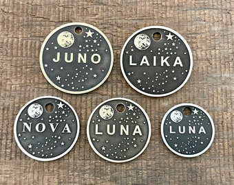 Luna Dog Tag, Pet ID Tag, Personalized Dog Tag, Microchip Pet Tag, Custom Dog Tags, Luna, Dog Collar Tag, Unique, Cute, Thick