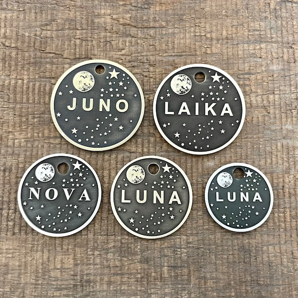 Luna Dog Tag, Pet ID Tag, Personalized Dog Tag, Microchip Pet Tag, Custom Dog Tags, Luna, Dog Collar Tag, Unique, Cute, Thick