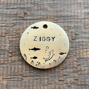 Ocean Pet ID Tag, Personalised Pet Tag, Dog Collar Tag,  Dog Name Tag, Custom Dog Tag, Trees, Nature