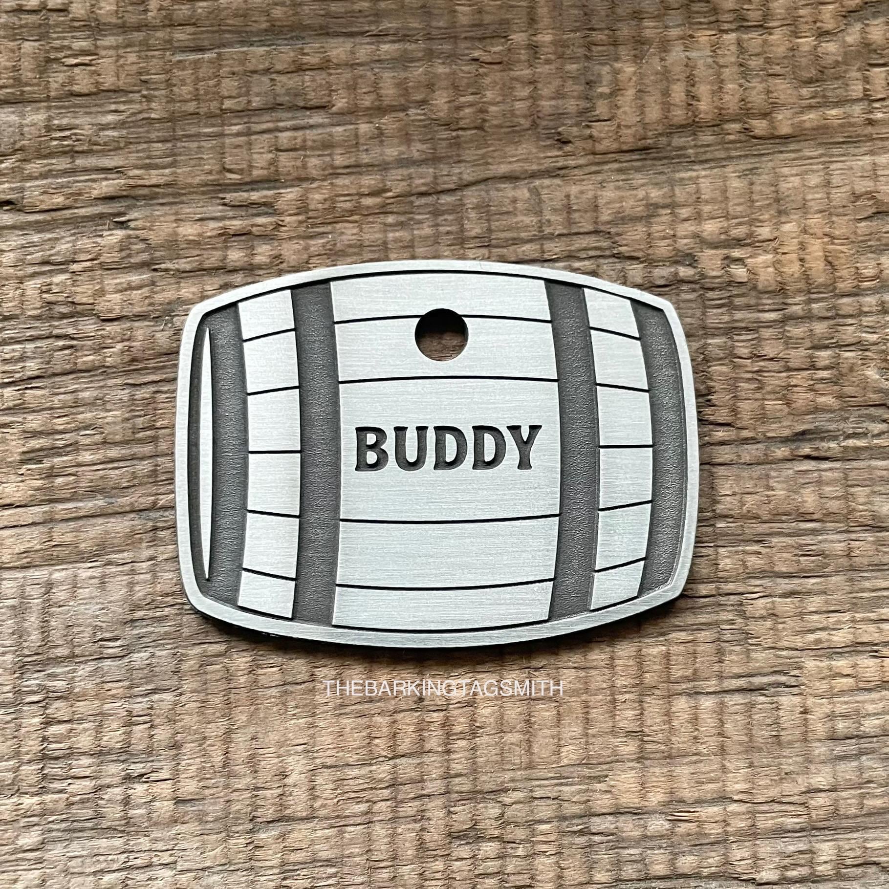 Keg Tags Barrel Shape Dog Tag, Wooden Barrel Pet ID Tag, Keg Tag, Cat ID Tag ...