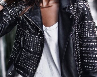 womens leather jacket with studs