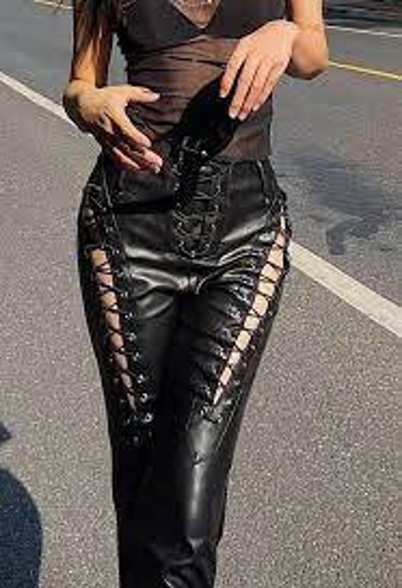 Cowhide 501 Denim Jeans Style Leather Pants