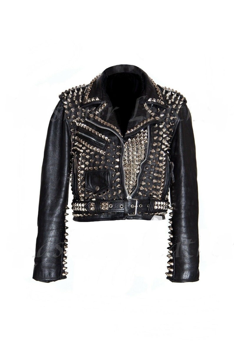 New Women Full Heavy Metal Spiked Studded Brando Style Cow - Etsy