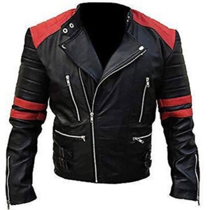 Men Two Tone Leather Jacket Black and Red Color Brando - Etsy