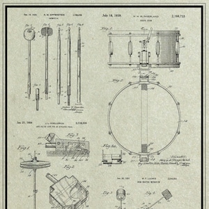 Drummer, Drumsticks, Snare Drum, Blueprint Poster, Drummer Gift, Drum Set, Patent Design, Gift For Drummer, Patent Prints, Percussion, Drums