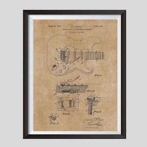 Guitar Poster Patent Print, Tremolo Device, Guitar Art Blueprint Poster, Music Wall Art Patent, Downloadable Prints, Guitar Blueprint