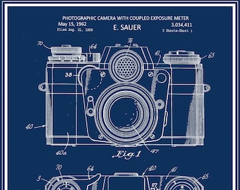 Impression d'appareil photo, appareil photo rétro, impression brevet, affiche pour appareil photo, affiche modèle, vieil appareil photo, déco vintage pour appareil photo, impression téléchargeable, photographie