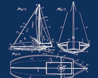 sailboat blueprint etsy