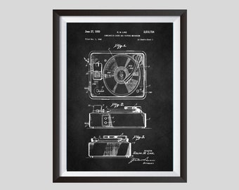 Impresión artística de patente de tocadiscos: Plano HI-FI (descarga digital)