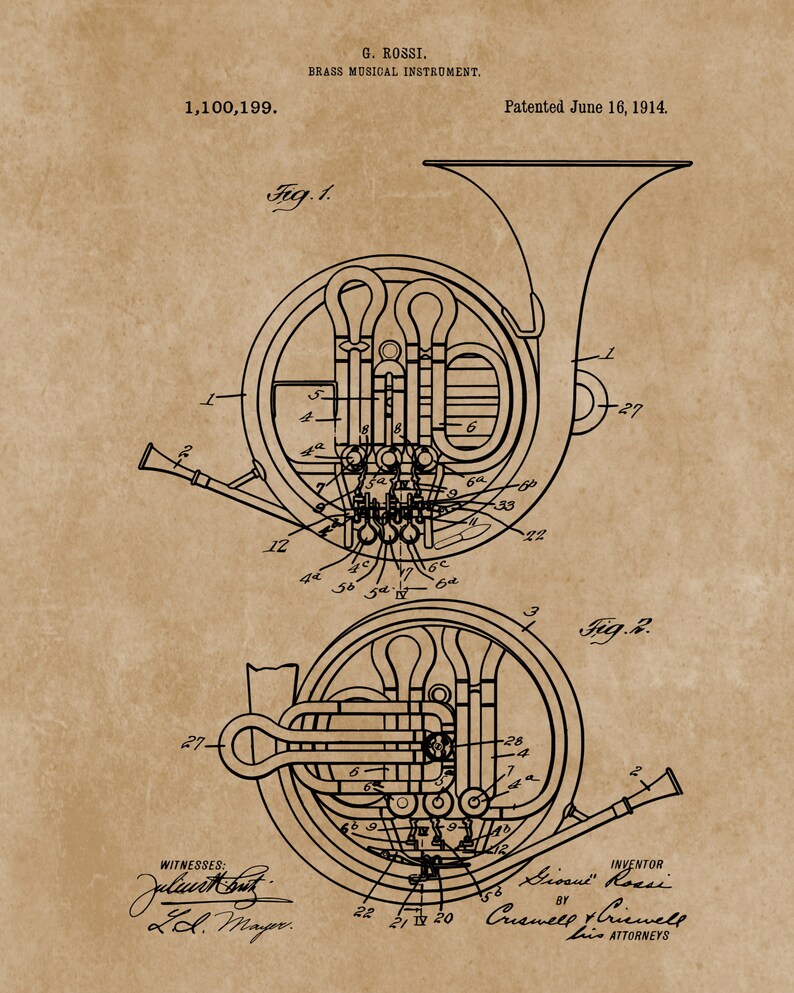 Group of 3 Orchestra Brass Section Downloadable Patent Etsy Australia