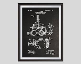 Arte Médico, Regalos Optometristas, Optometría, Cuadro de Prueba Impresión de Patente, Instrumento Optometrista, Herramientas Médicas Opticianas, Cartel de Blueprint