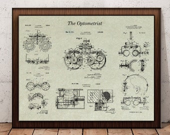 Optometry, Group of Patents, Optometrist Gifts, Medical Art, Bifocal Lenses, Optician Medical Tools, Blueprint Poster, Patent Prints