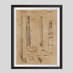 Affiche sportive, Bâton de hockey sur gazon, Imprimé breveté, Salle des filles, Idée cadeau d’entraîneur, Joueur de hockey sur gazon, Impression d’art de hockey, Plan téléchargeable