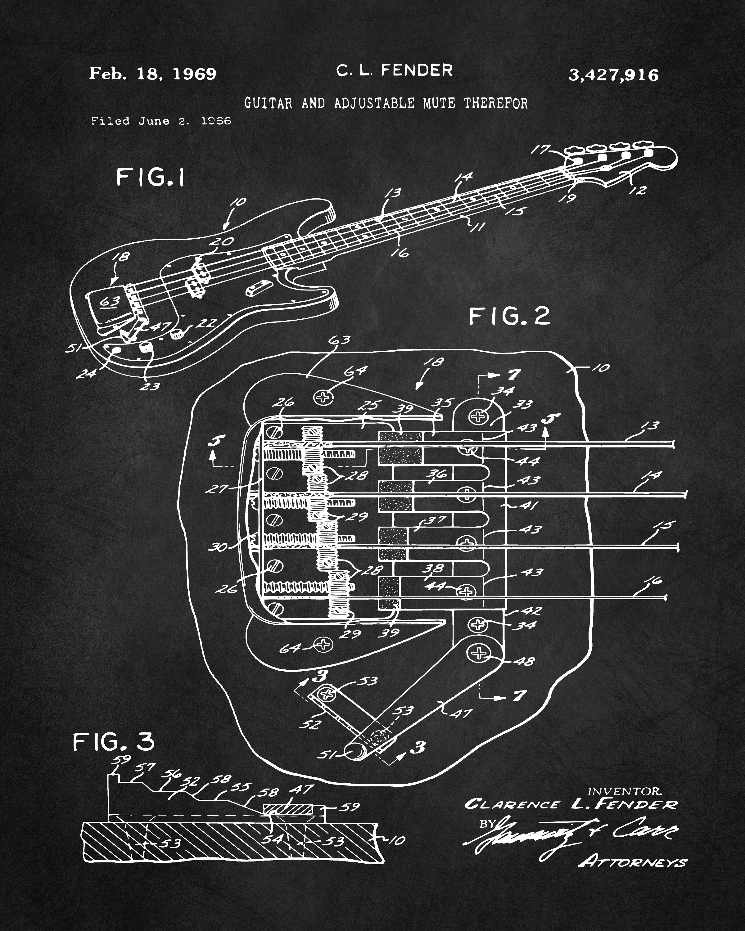 Guitar Poster Patent Prints Set of 3 Guitar Art Blueprint Etsy