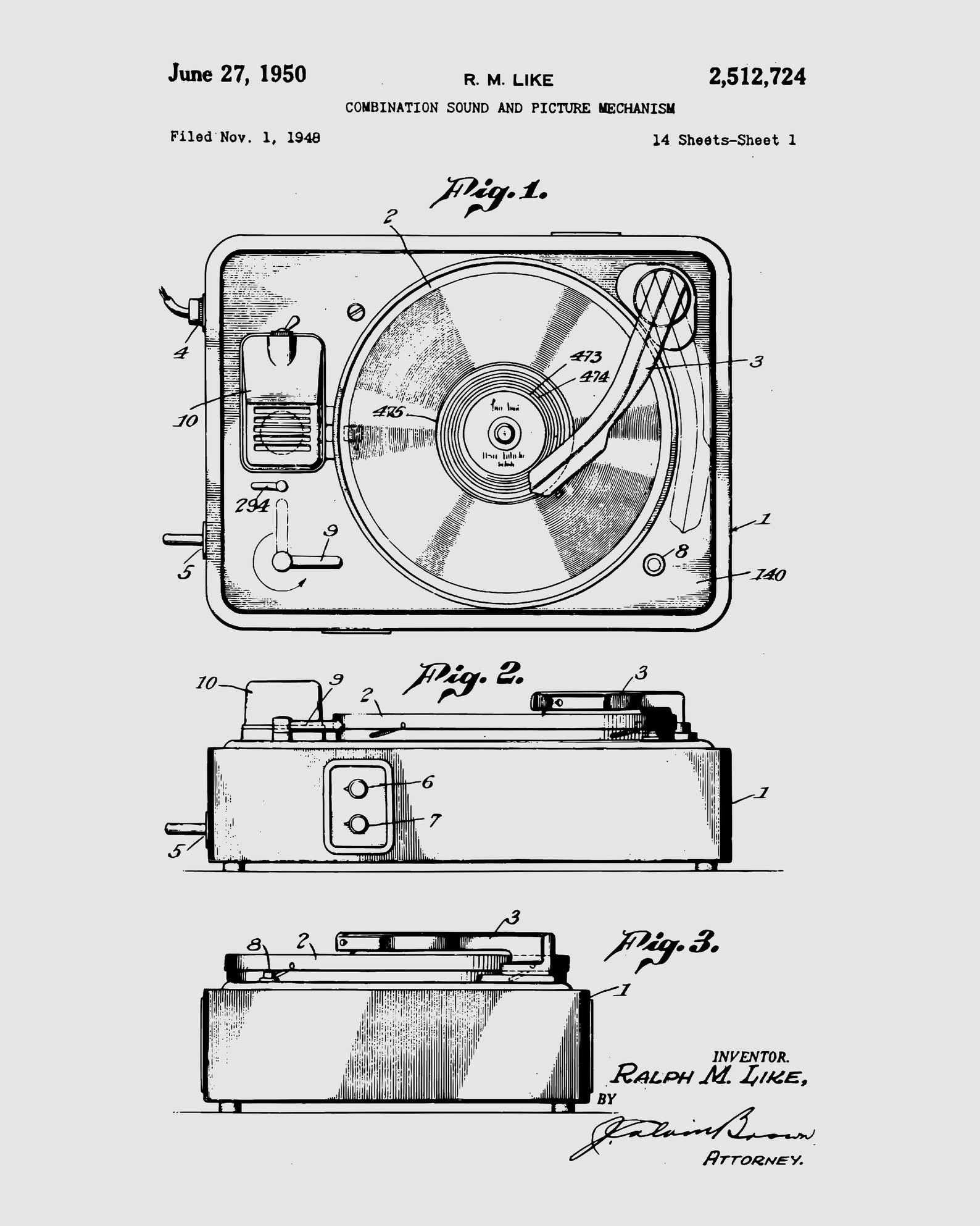 Record Player Patent Blueprint Art HI-FI Poster Musician - Etsy Australia