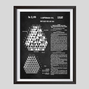 3 Player Chess, Chessboard Blueprint Poster, US Patent Art, Chess Checker Print, Board Game Room Decor, Boardgamer Gift, Instant Download