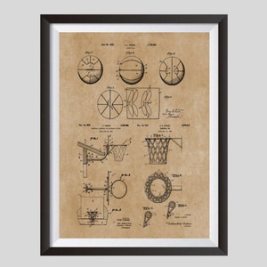 May include: A vintage black and white illustration of a basketball patent. The patent shows different designs for the basketball and the hoop. The patent number is 1,718,848 and the date is June 18, 1929.