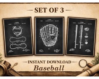Vintage Baseball Patent Print Set, Sports Art (Digital Download)
