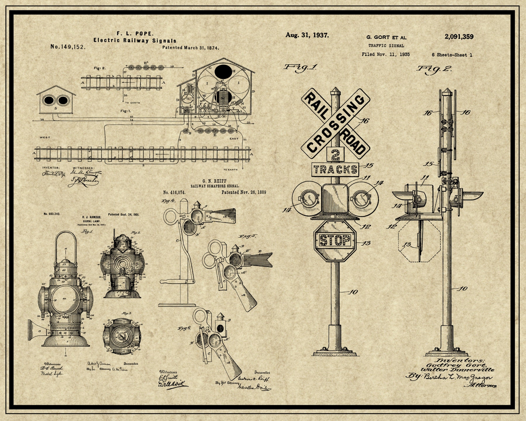 Train Crossing Sign, Railroad Crossing, Patent Prints, Transparent Background, Railroad Art, Blueprint Poster, Instant Download, Crossing