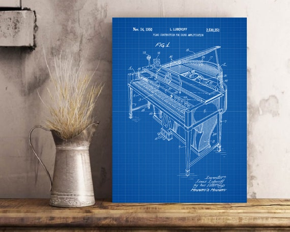 Piano Teacher Gift, Piano Patent, US Patent Design, Music Art Piano Poster, Classical Music Piano Player, Musician Instant Download