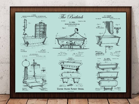 Bathtub Bathroom Printables Patent Design Us Patent Etsy