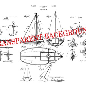Sailboat Art, Downloadable Prints, Sailboat Blueprint Poster, Patent ...