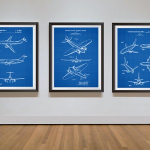 Impresiones descargables de aviones, Conjunto de 3 impresiones de patentes, Arte de aviación, 737, 247, 777 Aviones, Regalo de piloto, DESCARGA INSTANTÁNEA
