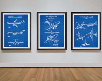 Airplane Downloadable Prints, Set of 3 Patent Prints, Aviation Art, 737, 247, 777 Airplanes, Pilot Gift, INSTANT DOWNLOAD