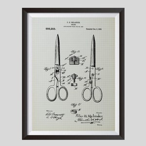 Sewing Scissors Vintage Patent Downloadable Print, Patent Art, Sewing Room Decor, Dressmaker Gift, Tailor Wall Art, Craft Room Poster