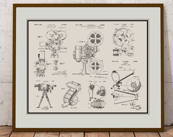 Old Film Camera Patent Prints, Downloadable Blueprint Wall Art, Movie Reel, Film Strip, Movie Film Camera, INSTANT DOWNLOAD