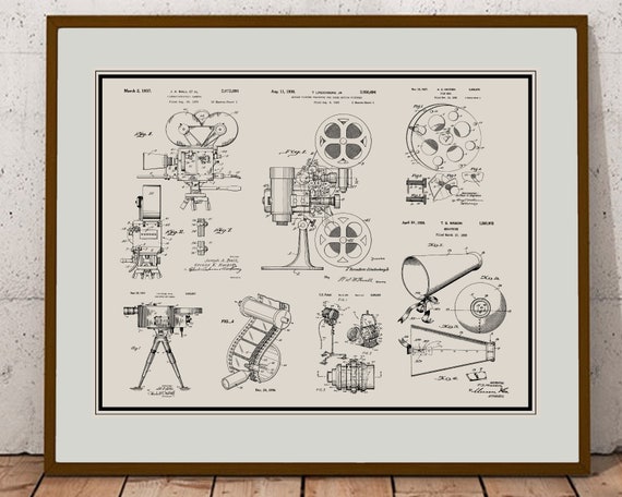 1953 Old Film Reels Movie Room Themed Decor Ideas Patent Art Print Director Gift