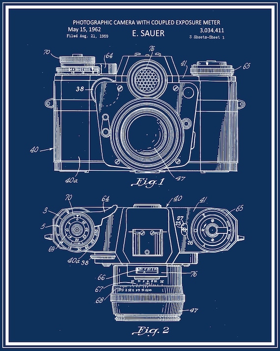 Photographic Camera Patent Print Blueprint
