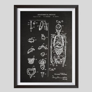 Anatomie Art octrooi Print, menselijk lichaamsorganen, anatomische skelet, medisch Student Gift, medische kunst, Arts Office Decor, Med Student geschenken