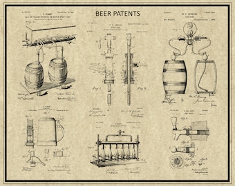 Beer Patent Art Prints: Vintage Brewing Decor (Downloadable Prints)