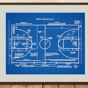 Basketball Court Blueprint Drawing, Basketball Coach Gift, College Basketball Wall Art, Dorm Room Poster, Basketball Mom Printable Decor