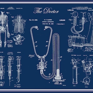 Medical Patent Blueprint Art Print: Doctor Office Decor (Digital Download)
