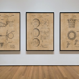 Basketball Patent Art Print Set of 3: Sports Decor (Digital Download)