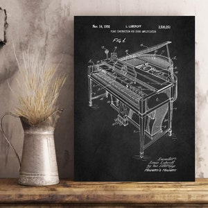 May include: Black and white patent drawing of a piano with the text "Piano Construction for Sound Amplification" and "Nov. 14, 1950 L LUBEROFF 2,530,251" at the top. The drawing shows a detailed view of the piano's internal mechanisms.