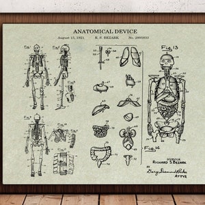 Medical Student Gift, Anatomy Art, Group of Patents, Medical Art, Med Student, Anatomical Skeleton, Blueprint Poster, Human Anatomy Print
