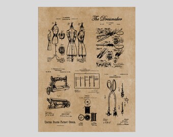 Sewing Room Decor, Patent Design, US Patent, Blueprint Poster, Sewing Room, Seamstress Gift, Sewing Room Sign, Dressmaker, Instant Download