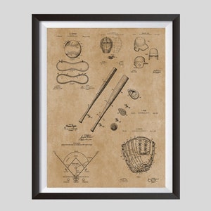 Baseball Print Sports Poster, Downloadable Patent Prints, Baseball Fan Gift, Baseball Wall Art, Boys Room, Man Cave Decor, Printable Art