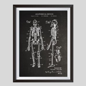 Anatomical Skeleton Patent Print, Medical Student Gift, Anatomy Art, Human Body, Medical Art, Doctor Office Decor, Med Student Graduation