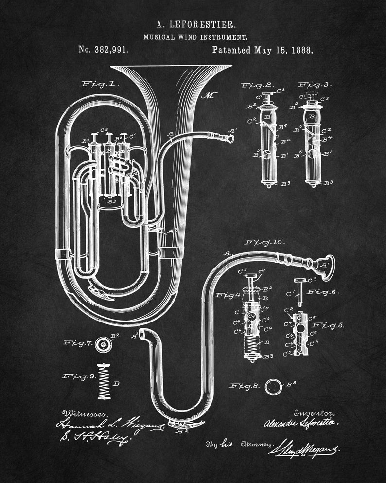 Group of 3 Orchestra Brass Section Downloadable Patent Etsy Australia
