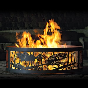 Fishing Hole Fire Pit Ring, 12&quot; Tall, Heavy Duty, Gift for fisherman, Fire Pit, Fire Ring