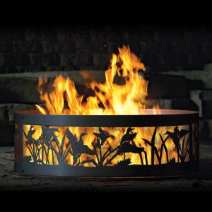 Flying Ducks Fire Pit Ring, 12" Tall, Heavy Duty, Gift for the nature lover, Gift for the wildlife lover