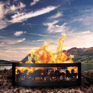Galloping Horses Fire Pit Ring, 12 Tall, Heavy Duty, Gift for the horse lover, Wild Horses, Mustangs image 2