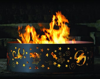 Zodiac Heavy Duty Fire Pit Ring, 12" Tall, Gift for the astrologist, Fire Pit, Outdoor + Home Decor, Gift for her, Gift for him