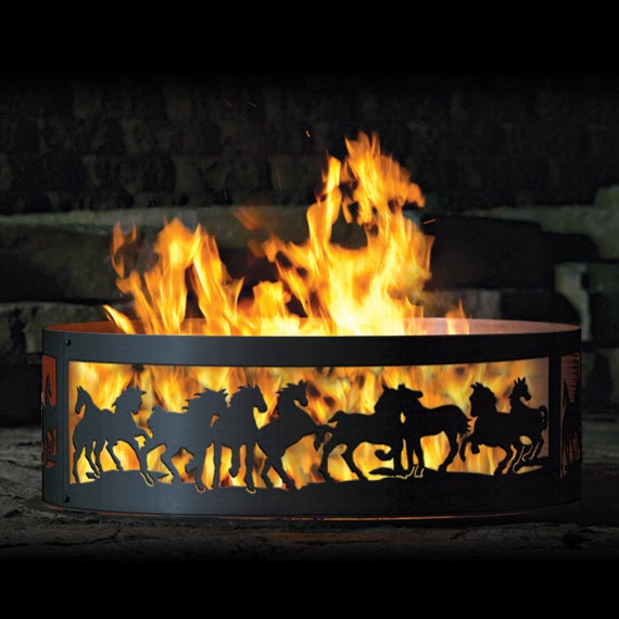 Galloping Horses Fire Pit Ring Heavy Duty Gift For The Horse Etsy