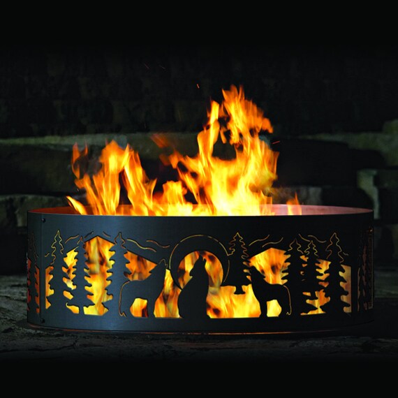 Howling Wolves Heavy Duty Fire Pit Ring Gift For Him Gift Etsy